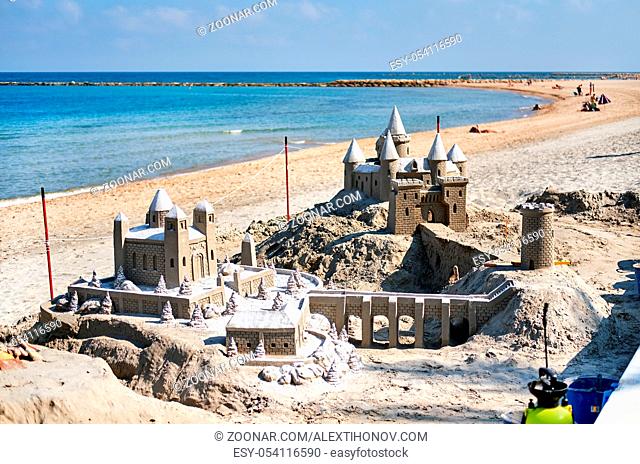 Sand castle on the beach of El Campello. El Campello is a town on the Costa Blanca. Alicante. Spain