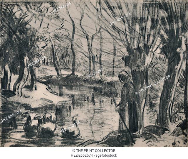 'The Goose Girl', c.1870s, (1946). Print based on a painting, 'The Goose Girl at Montfoucault (White Frost)', 1876. From The Etchings of the French...