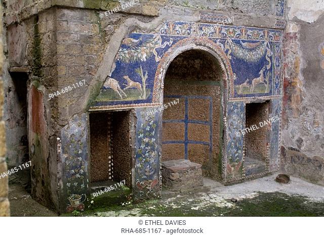 Mosaic from the House of Neptune and Amphitrite, at Herculaneum, a large Roman town destroyed in 79AD by a volcanic eruption from Mount Vesuvius
