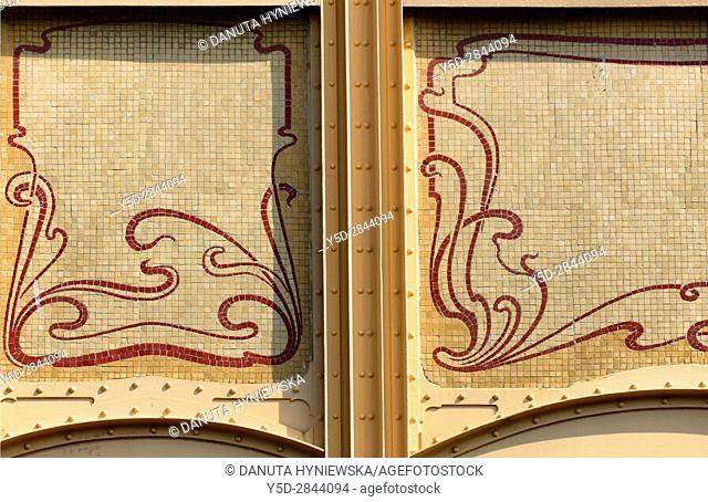 architectural detail - Town house designed in 1895 by Victor Horta for Edmond van Eetvelde, together with Hotel Tassel, Hotel Solvay and the own House and...