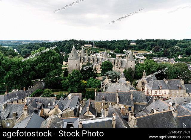 View of the medieval town Josseline located in the Morbihan department of Brittany, France
