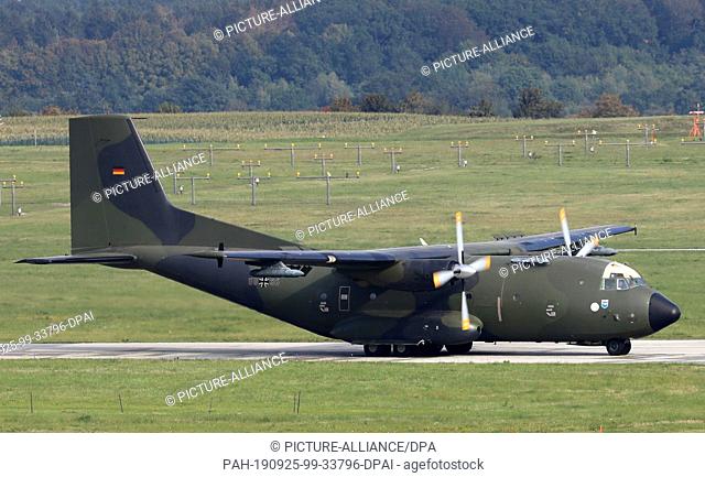 24 September 2019, Mecklenburg-Western Pomerania: A Bundeswehr transport aircraft of the type Transall C-160 has landed. Photo: Bernd...