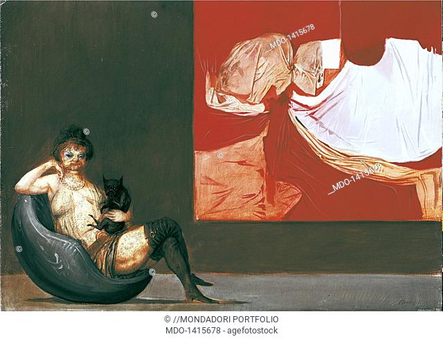 The Marquise (La marchesa), by Riccardo Tommasi Ferroni, 20th Century, oil on canvas, 50 x 70 cm. Private collection. Whole artwork view