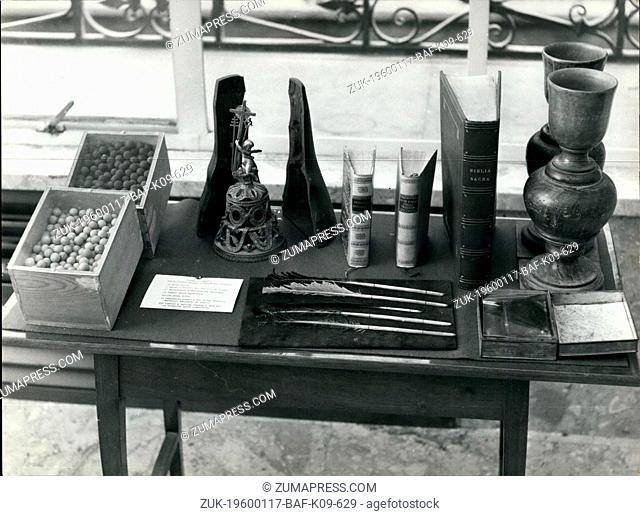 1962 - Volumes (A Bible) and objects which were used during the Ecumenical Council Vatican I. Please note: the little balls black and white, the quill-pens