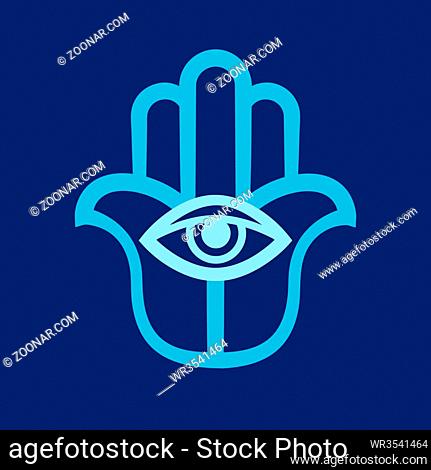 The Hand of Fatima (Hamsa), or Hand of God. Ancient traditional sacred protection amulet of The Middle East. Religious symbol in the Arabic, Jewish