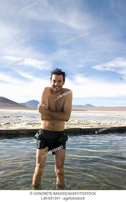 Termal waters called 'Termas de Polques'. Salar de Uyuni. Bolivia