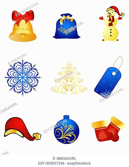 Set New Year's, christmas symbols and elements