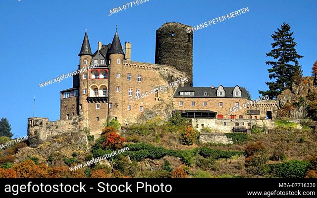 Katz Castle above St. Goarshausen, Rhine Valley, Rhineland-Palatinate, Germany