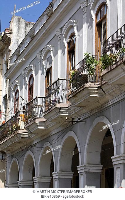 Building facade in the historic city centre of Havana, Cuba, Caribbean