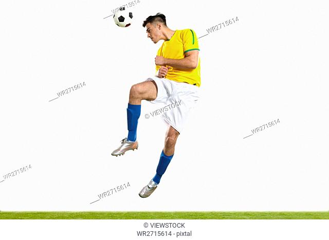 Football player is playing football