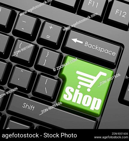 Green shop enter button image with hi-res rendered artwork that could be used for any graphic design