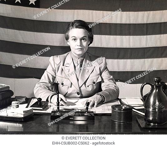 Oveta Culp Hobby, Director of the of the U.S. Women's Army Auxiliary Corps during World War II. From 1942 to July 1943, when the Corp was integrated into the U