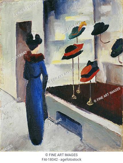 Hat Shop. Macke, August (1887-1914). Oil on canvas. Expressionism. 1913. Städtische Galerie im Lenbachhaus, Munich. 54, 5x44. Painting