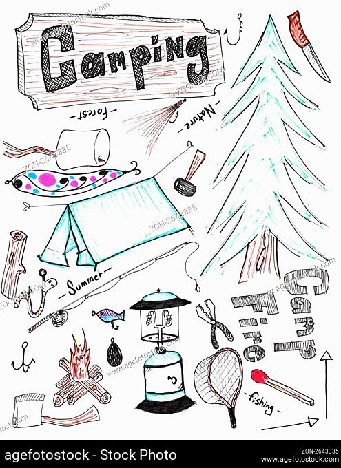 hand drawn doodles design elements scetch scribbles drawing