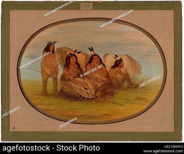Camanchee Chief with Three Warriors, 1861/1869. Creator: George Catlin