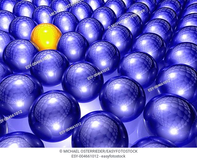 3D rendered Illustration  Abstract background of infinite spheres  Conceptual symbol for being different