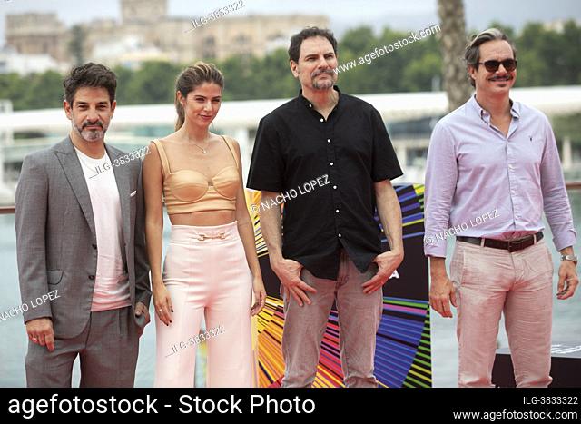 Miguel Rodarte, Stephanie Cayo, Carlos Cuaron and Tony Dalton attends to Amalgama photocall during the 24th Malaga Film Festival 2021 June, 5, 2021 in Malaga