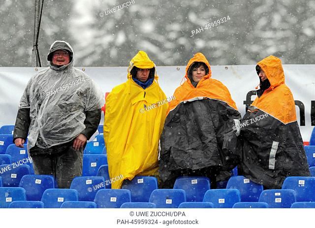 Spectators wait for the start of the ski jumping world cup at the ski jumping hill Muehlenkopfschanze in Willingen, Germany, 01 February 2014