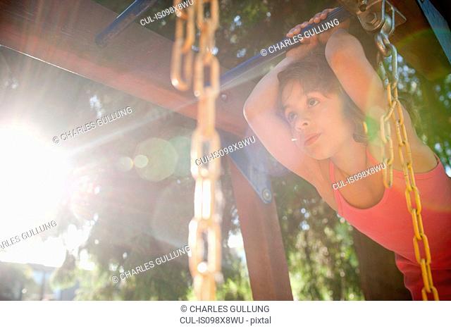 Young girl playing in park