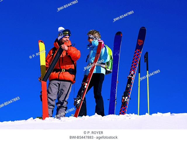 Ski touring in the ski resort of Sainte-Foy Tarentaise, France, Savoie