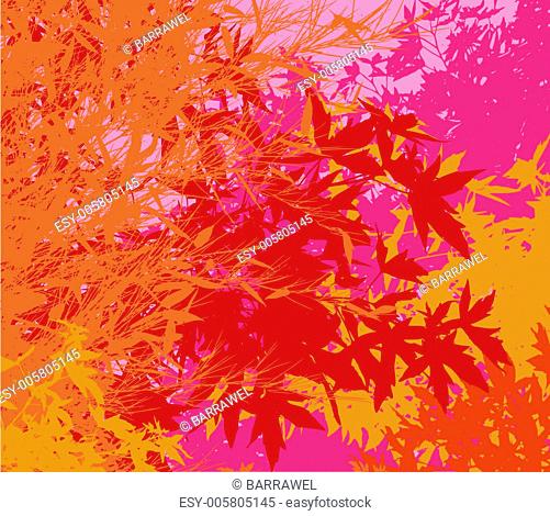 Colorful landscape of foliage - Vector pop illustration - The different graphics are on separate layers so they can easily be moved or edited individually