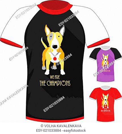 Vector T-shirt with Bull Terrier dog champion
