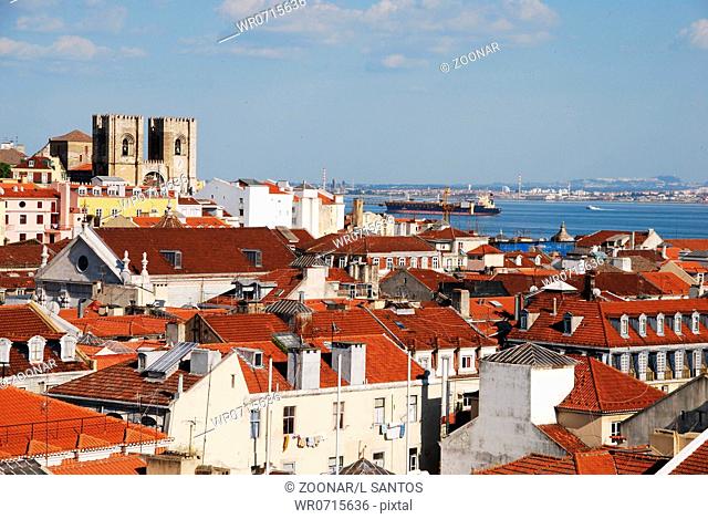 beautiful cityscape of Lisbon with Sé Cathedral