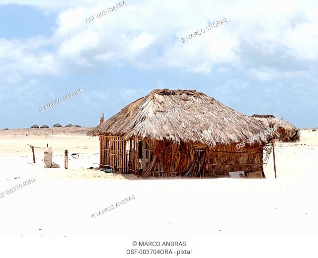 sao luis do maranhao abandoned rustic tent house in the beach sand dunes