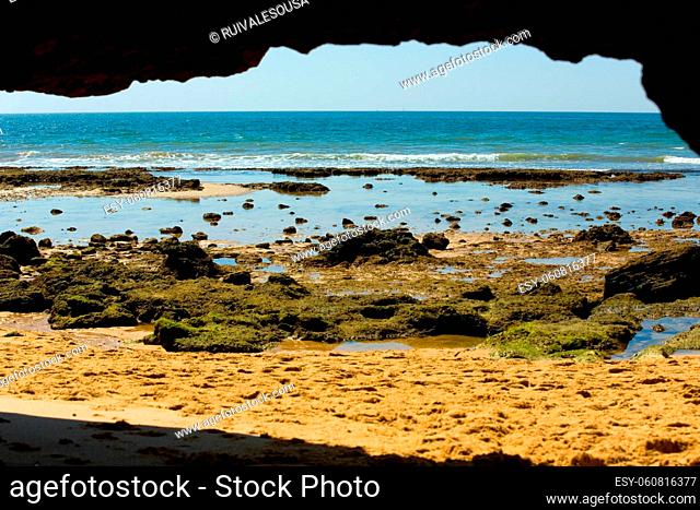 beach cave at Albufeira, Algarve, the south of portugal