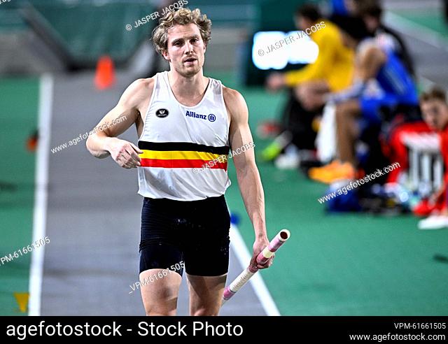 Belgian Ben Broeders pictured during the men's pole vault final at the 37th edition of the European Athletics Indoor Championships, in Istanbul