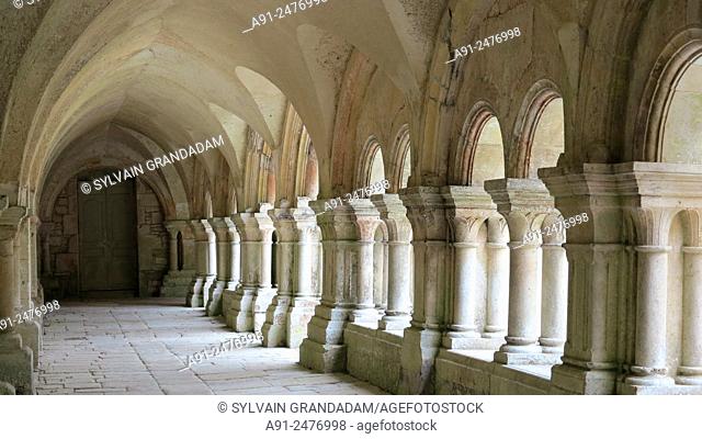 France, Burgundy, Cote d'Or (21), cistercian abbey of Fontenay founded in 1118 by Saint Bernard listed by the UNESCO as world heritage, the cloister