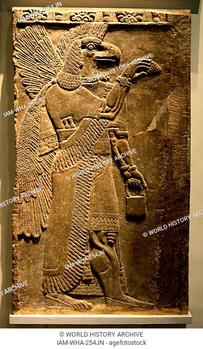 Eagle-headed protective spirit. Assyrian, about 865-860 BC From Nimrud, Temple of Ninurta