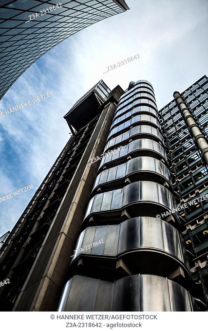 The Lloyd's building and the Willis building in London, UK