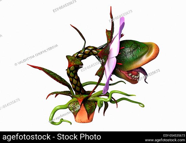 3D rendering of a carnivorous plant isolated on white background
