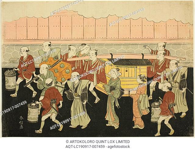 The Bride Riding in the Palanquin to Her Husband’s House (Koshi-iri), the third sheet of the series Marriage in Brocade Prints