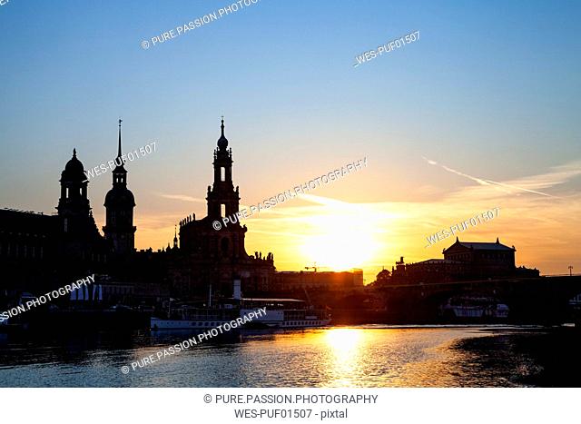 Skyline by sunset, Dresden, Germany