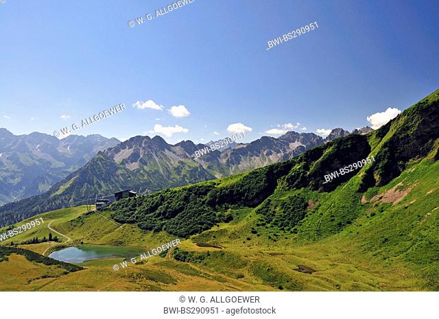 Lake Schlappoldsee at summit station of Fellhorn, Germany, Bavaria, Allgaeuer Alpen, Oberstdorf