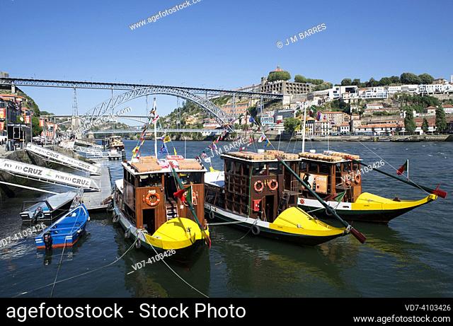 Porto or Oporto, city and Douro river seen from Vilanova de Gaia. Portugal