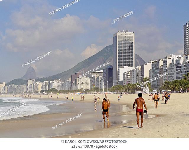 Brazil, City of Rio de Janeiro, View of the Copacabana Beach