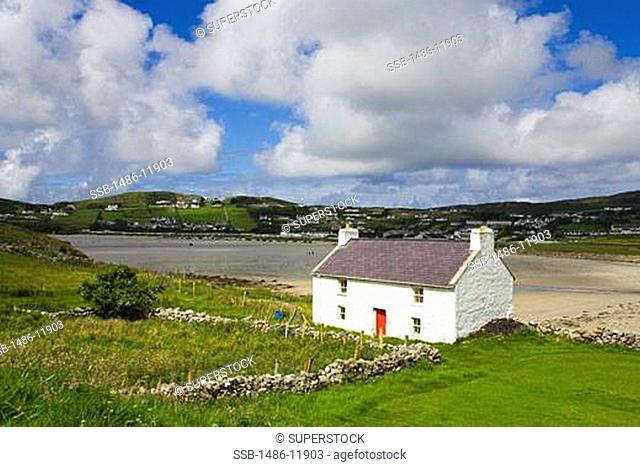 High angle view of a farmhouse in the field, Rosapenna, County Donegal, Ulster Province, Ireland