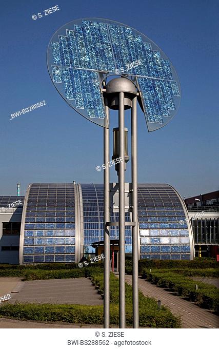 sculpture and building of Solarworld, Germany, North Rhine-Westphalia, Ruhr Area, Gelsenkirchen