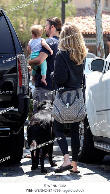 Brandon Jenner steps out with his little baby girl Eva James Jenner Featuring: Brandon Jenner, Leah Felder Where: Malibu, California