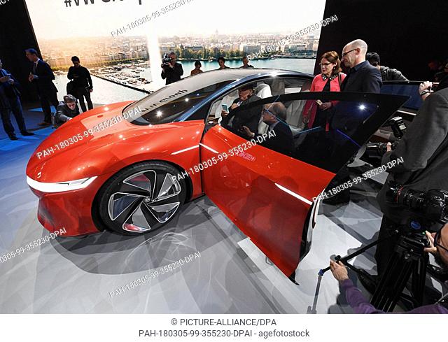 Volkswagen's I.D. VIZZION being presented during the VW company evening in the run-up to the Geneva Motor Show in Geneva, Switzerland, 05 March 2018