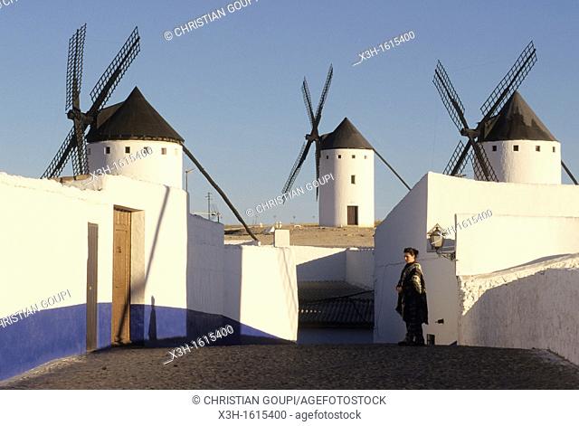 Windmills in Campo de Criptana, Province of Ciudad Real, autonomous community Castile-La Mancha, Spain, Europe