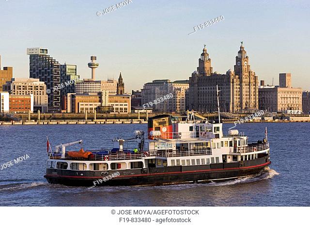 Skyline and Ferry, Liverpool, Merseyside, England