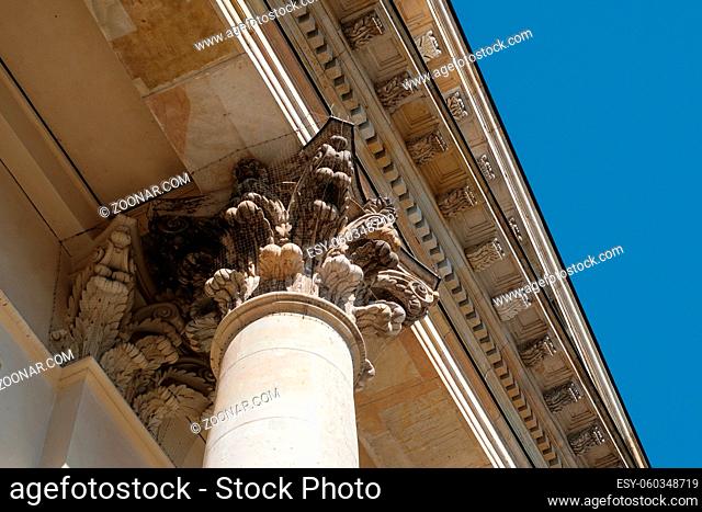 ornate detail on the columns of the French Dome at Gendarmenmarkt  -