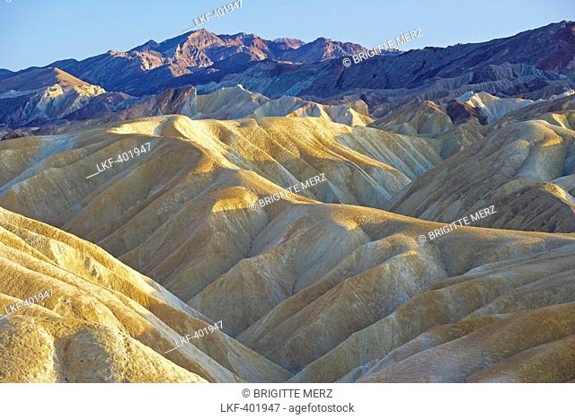 Zabriskie Point at Death Valley in the evening, Death Valley National Park, California, USA, America