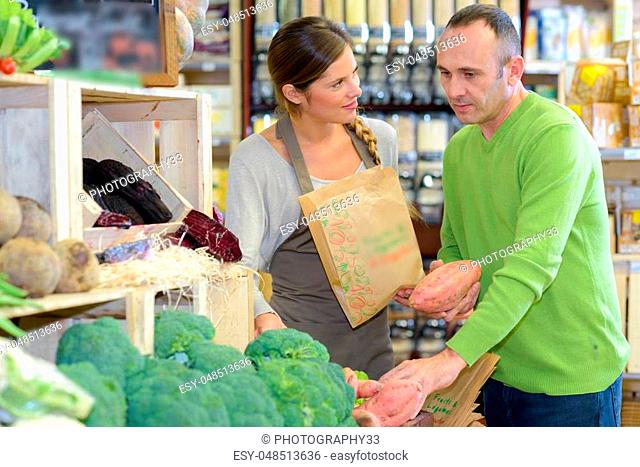 buying vegetables in the shop
