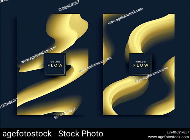 Black and gold background with 3d golden shapes. Luxury abstract compositions for poster, banner, flyer. Vector illustration