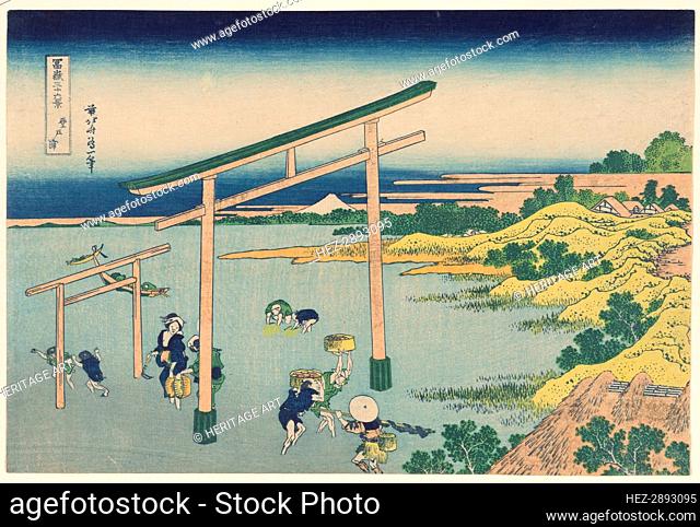 Seashore at Nobutoura (Nobutoura), from the series Thirty-six Views of Mount Fuji.., c. 1830/33. Creator: Hokusai